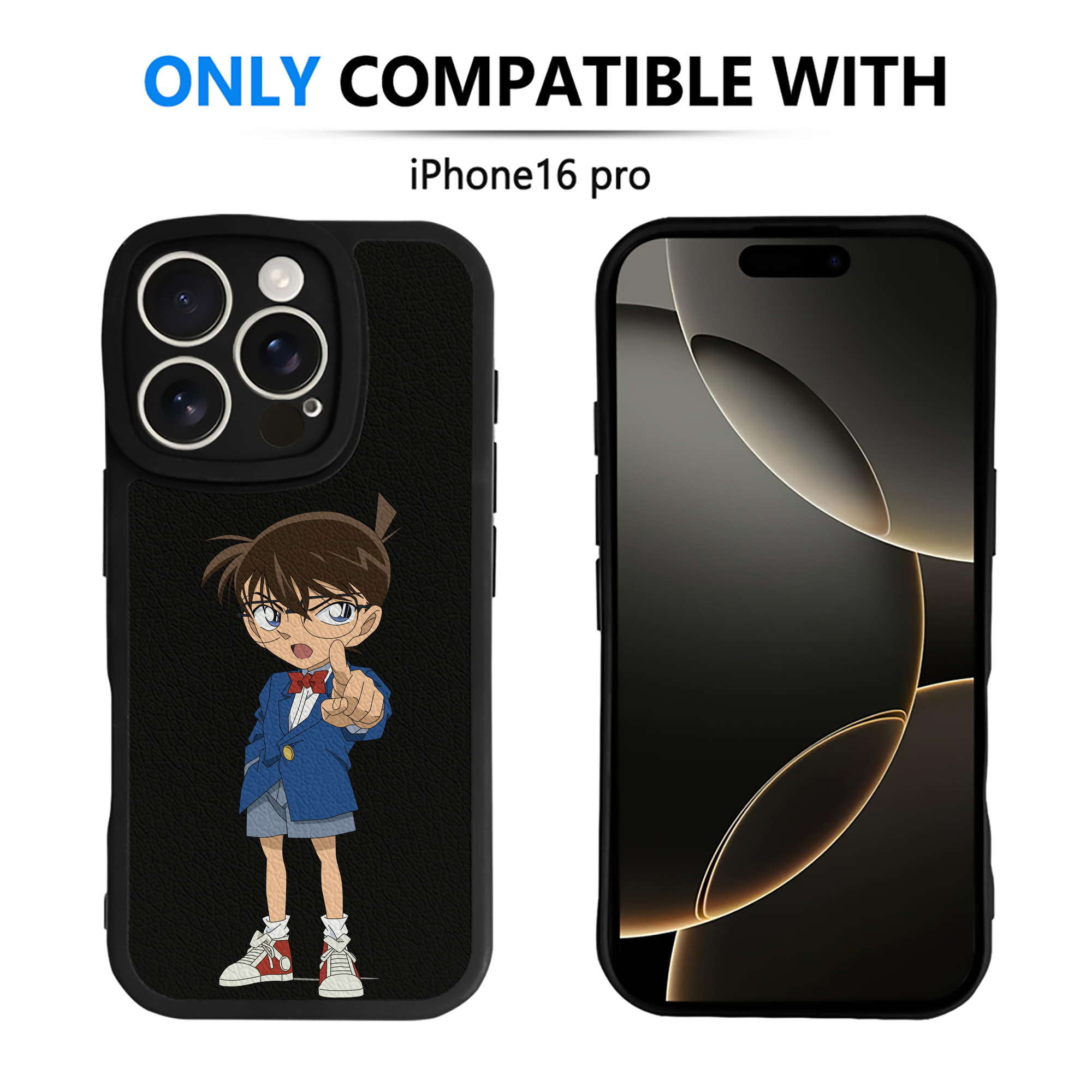 （画像用） 名探偵コナン 江戸川 コナン Detective Conan Conan Edogawa 【iPhone 16シリーズ対応】シリコンスマホケース（レザー調） 材質：シリコン